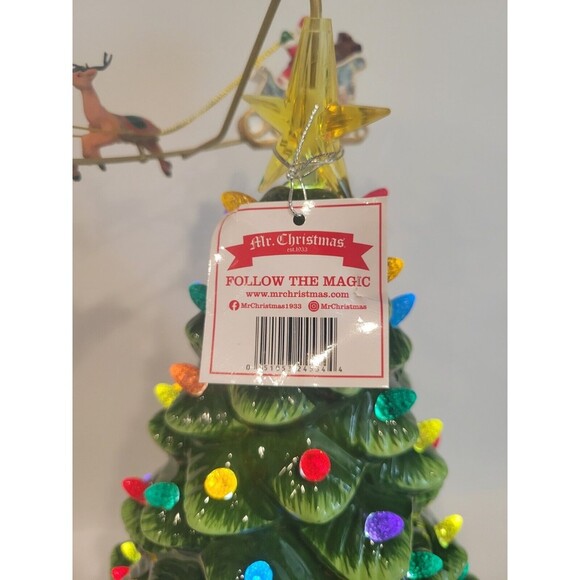 Mr. Christmas 16" Animated Ceramic Nostalgic Christmas Tree Rotating Black Santa - Picture 6 of 15